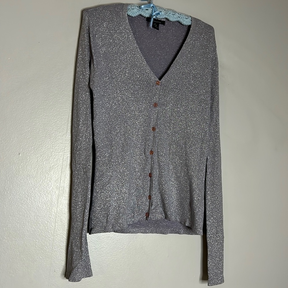 Vintage guess collection metallic lavender small V-neck cardigan women’s small